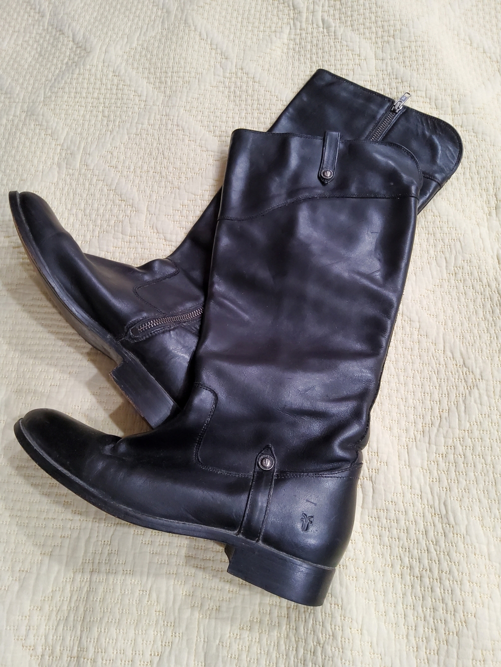 Frye Black Leather Tall Riding Boots Size 10B